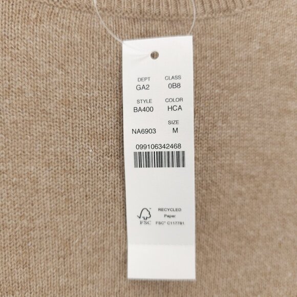NWT J CREW 100% Cashmere Classic-Fit Crewneck Sweater HEATHER CAMEL Size MEDIUM - Picture 4 of 8